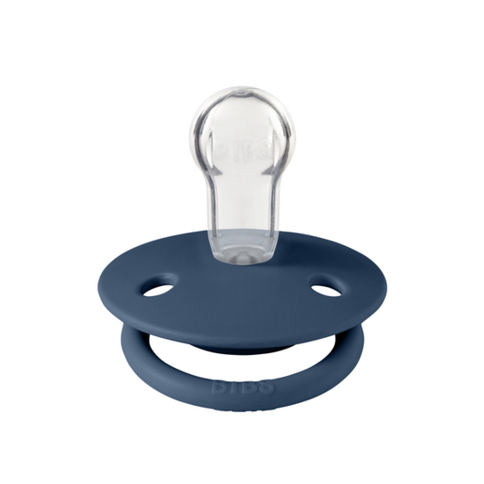 BIBS - Suzeta De Lux Silicon, tetina rotunda, marime universala (0-3 ani)-Steel Blue