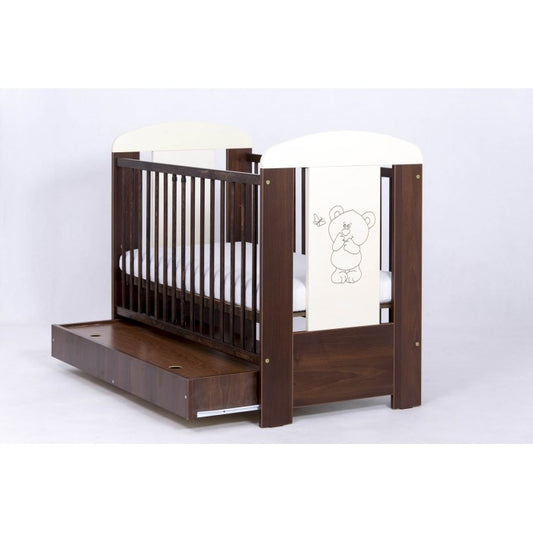 Patut Drewex Bear cu sertar - Wenge + Saltea Cocos 12 cm