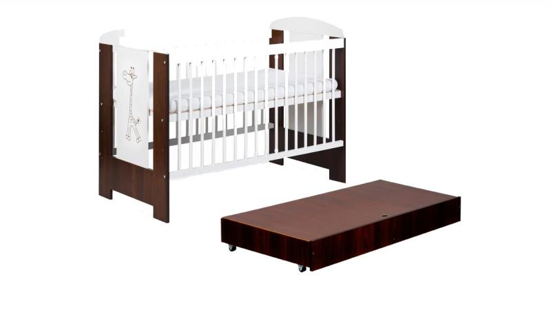 KLUPS Patut copii lemn Cu Sertar Little GIRAFFE Wenge