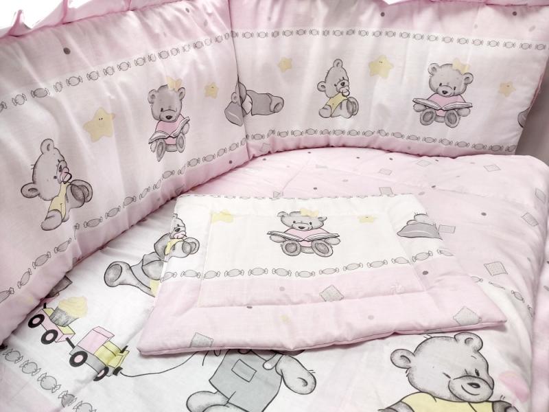 Lenjerie MyKids Teddy Toys Roz M2 5+1 Piese M2 140x70 cm