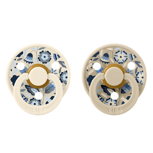 BIBS x LIBERTY - Set 2 suzete Colour Bobo Latex, tetina rotunda, 0 luni+-Ivory/Vanilla