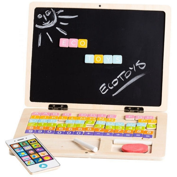 Laptop educational din lemn G068 Ecotoys