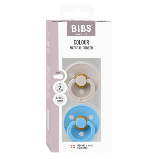 BIBS - Set 2 suzete Colour Latex, tetina rotunda, 6 luni +-Mushroom/Breeze