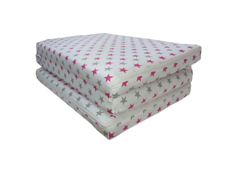 Saltea Pliabila Spuma Poliuretanica 120x60x5 cm - Stelute Gri Roz