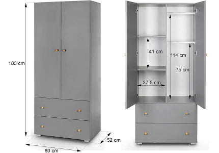 Dulap copii Klups PAULINE Graphite Natur