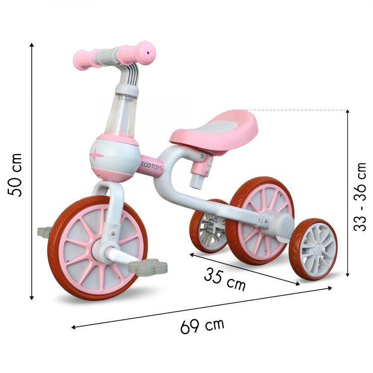 Bicicleta cu roti ajutatoare Ecotoys LC-V1311 - Roz