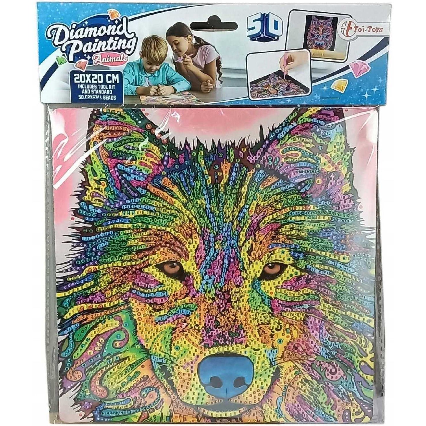Set creativ cu diamante rotunde Diamond Painting Extra Shiny Animal 20x20 cm Toi-Toys TT47169Z
