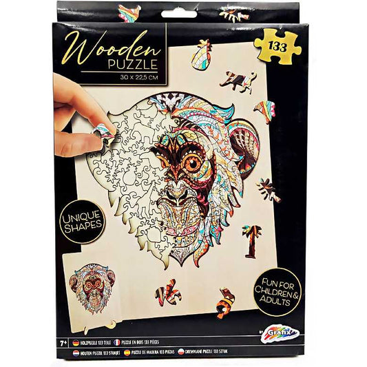 Puzzle Lemn Maimuta, 133 piese, 30x22.5 cm Grafix GR400073