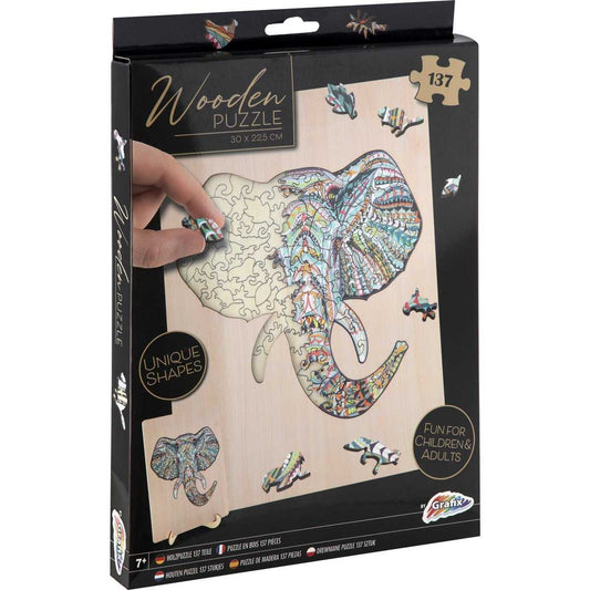 Puzzle Lemn Elefant, 137 piese, 30x22.5 cm Grafix GR400072