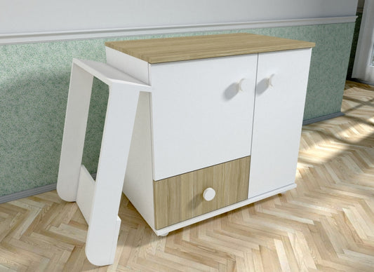 Comoda cu blat de infasat MyKids Lucky Alb-Natur A563