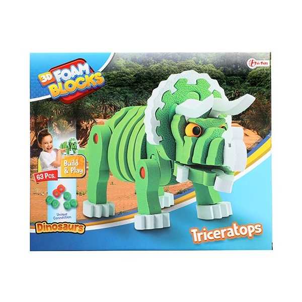Puzzle 3D Spuma Dino Triceraptos 63 piese Toi-Toys TT43544A