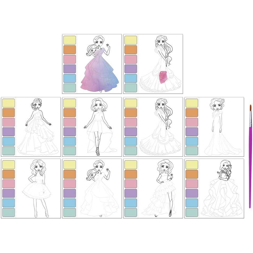 Set de pictat cu apa Besties - Bloc de colorat cu acuarele si planse creative Grafix GR140015