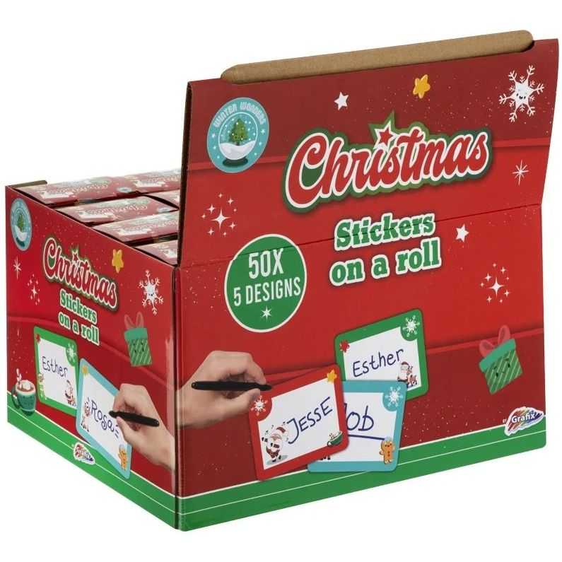Rola cu 50 Etichete Autoadezive de Craciun - 5 Modele Grafix GR800027