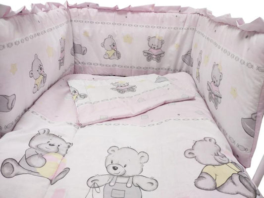 Lenjerie MyKids Teddy Toys Roz M2 5 piese 140x70 cm