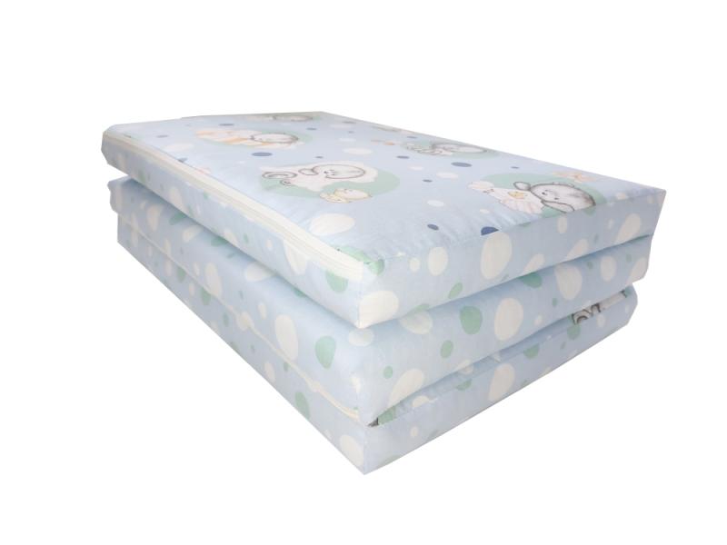 Saltea Pliabila Spuma Poliuretanica 120x60x5 cm - Baby Teddy Blue