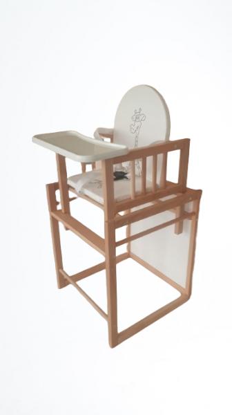 Scaun de masa din lemn de Fag multifunctional cu tavita din plastic MyKids Wiktoria Giraffe