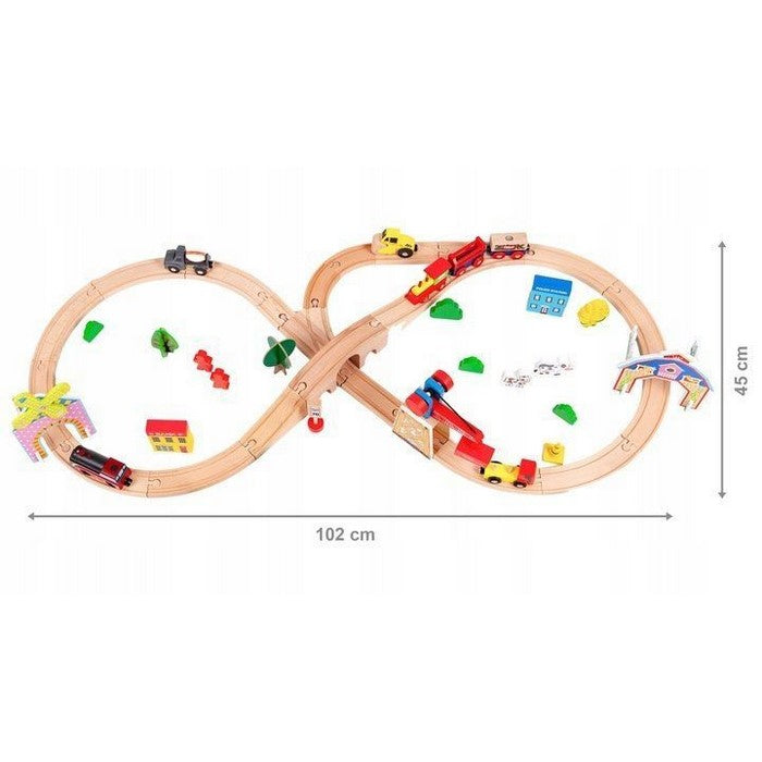 Circuit din lemn cale ferata din 78 piese Ecotoys HM008999