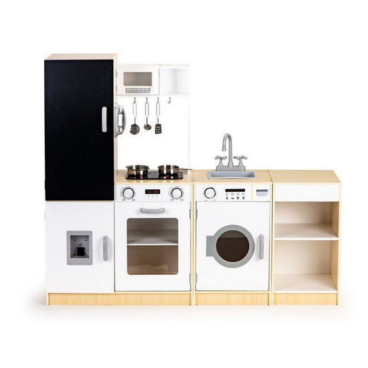 Bucatarie din lemn cu tabla si LED Ecotoys PLK547