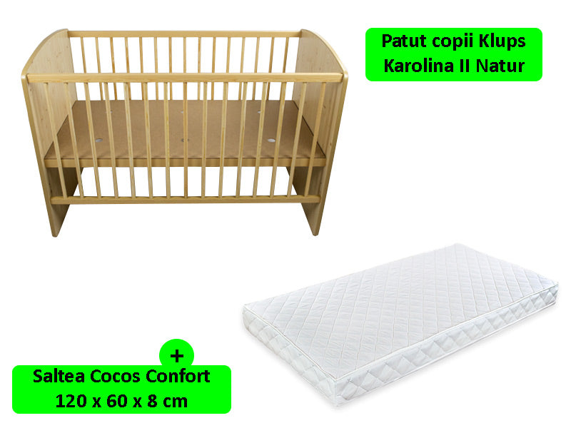 KLUPS Patut KLUPS Karolina II Natur + Saltea 8 MyKids Confort II