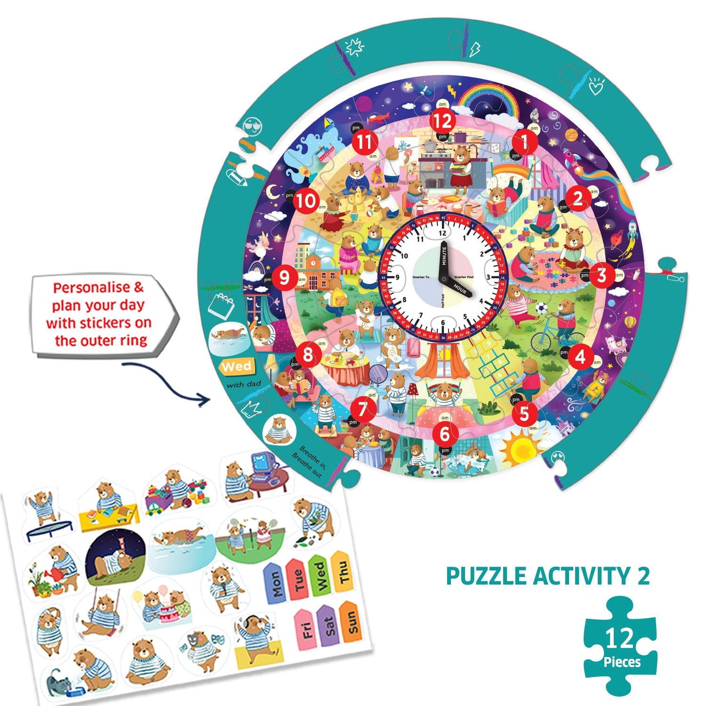 Chalk and Chuckles Puzzle - Invatam ceasul cu ursuletul - imaginea 3