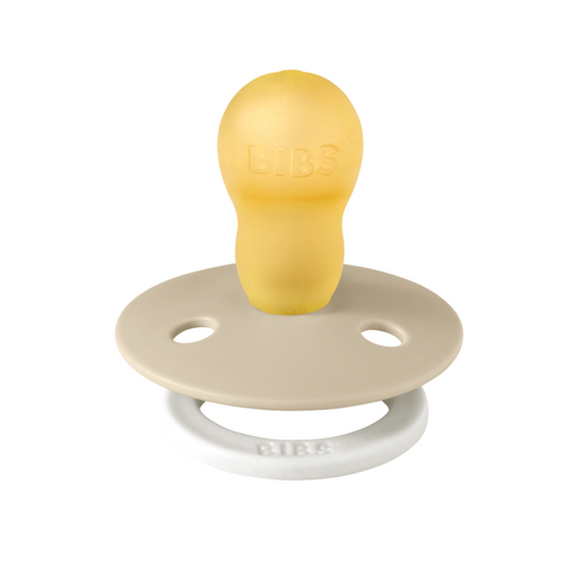 BIBS - Suzeta fosforescenta Colour Glow Latex, tetina rotunda, 18 luni +-Vanilla