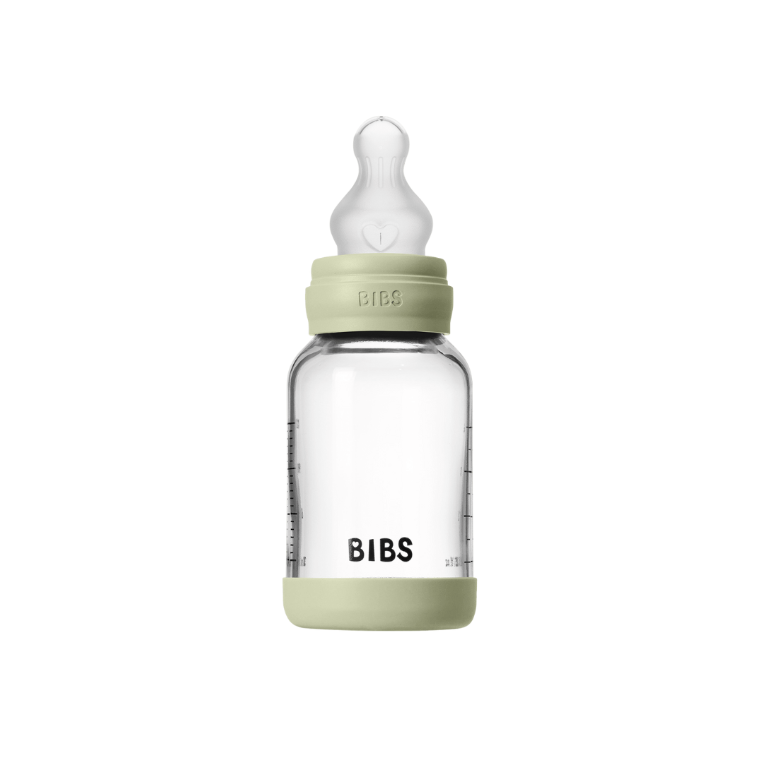 BIBS Set complet biberon din sticla anticolici cu tetina din silicon flux lent, 120 ml, Sage - imaginea 5