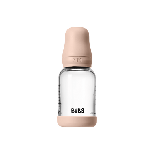 BIBS - Set complet biberon din sticla anticolici cu tetina din latex, flux lent, 120 ml, Blush