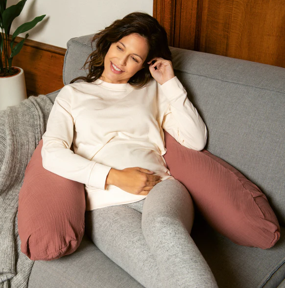 Doomoo Perna mare 3 in 1 Comfy Big Tetra Brick din bumbac organic: perna gravide, suport pentru hranire, suport pentru bebe - imaginea 5