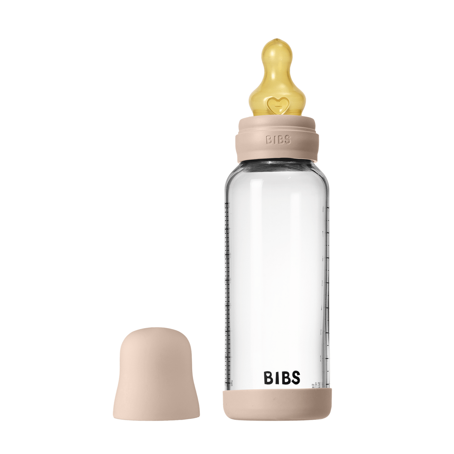 BIBS Set complet biberon din sticla anticolici cu tetina din latex, flux mediu, 240 ml, Blush - imaginea 5