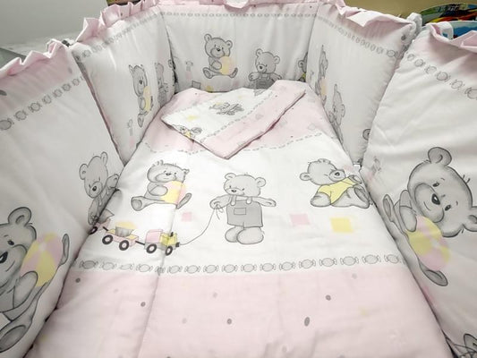 Lenjerie MyKids Teddy Toys Roz M1 5+1 Piese M2 140x70 cm