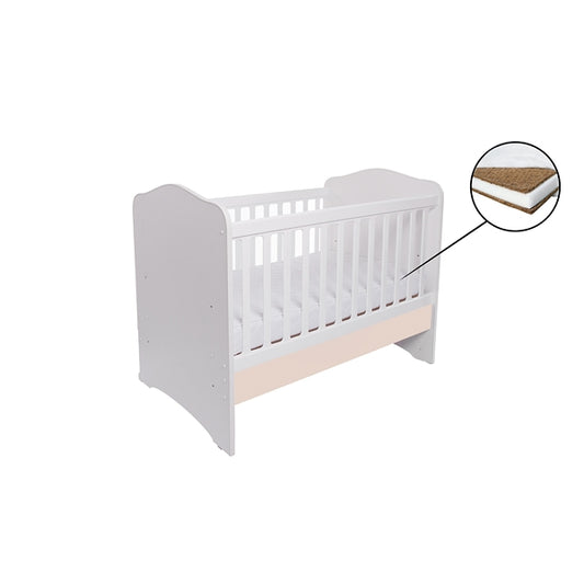 Patut VESSANTI Como fara sertar - Alb cu Bej + Saltea Cocos 7 cm