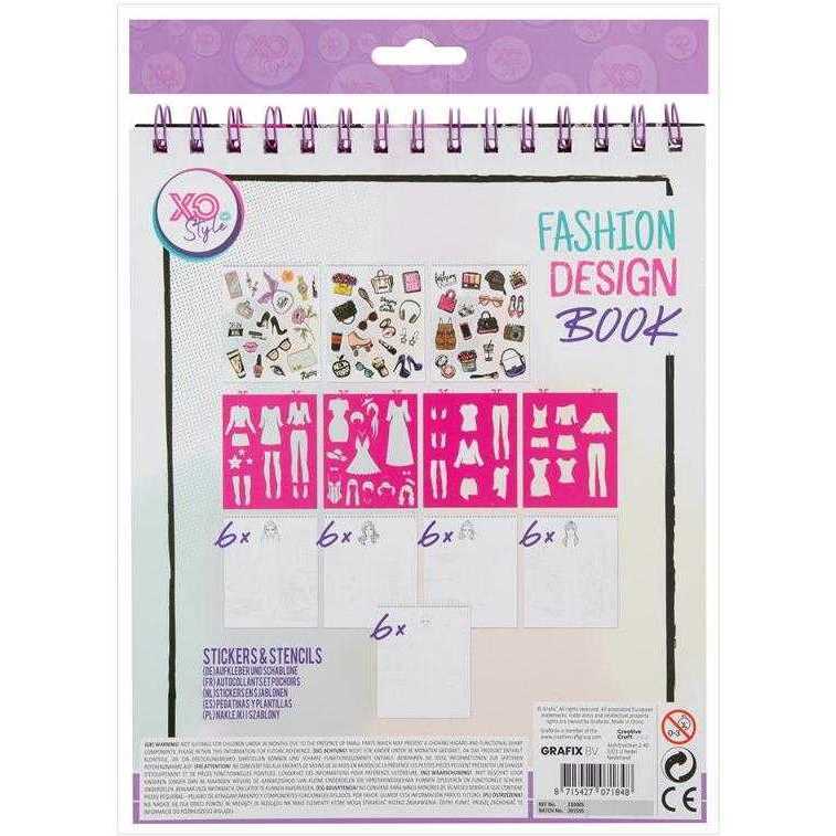 Carte de colorat Fashion Design Book cu stickere si sabloane incluse Grafix GR230005