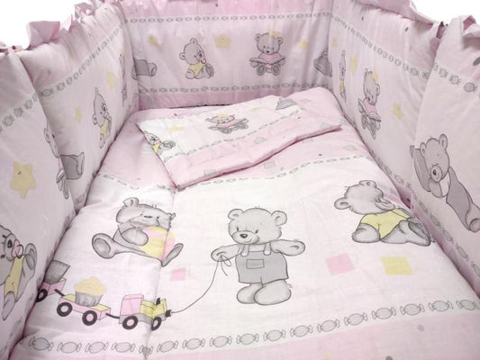 Lenjerie MyKids Teddy Toys Roz M2 5+1 Piese M2 120x60 cm