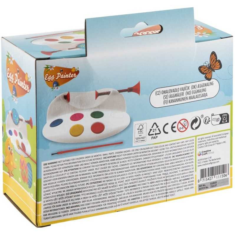 Set creativ pentru pictura pe oua Paste format din suport, acuarele si pensula Grafix GR810033