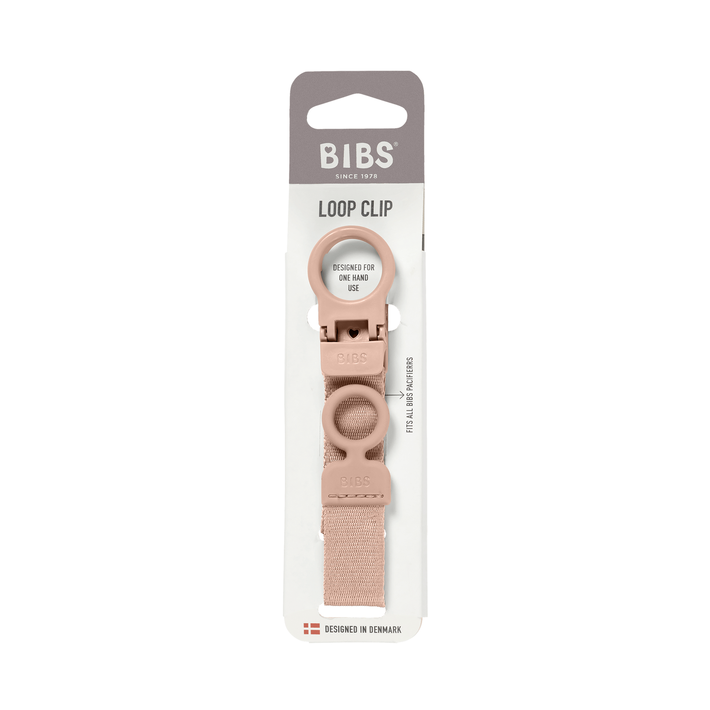BIBS - Lantisor clip Loop pentru suzeta, Blush