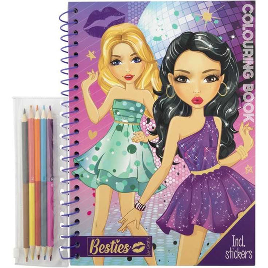 Carte de colorat Besties cu abtibilduri si creioane colorate Grafix GR140003