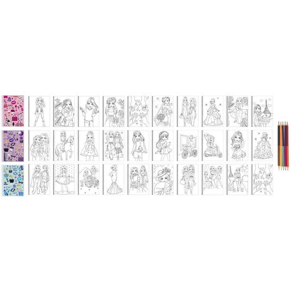 Carte de colorat Besties cu abtibilduri si creioane colorate Grafix GR140003