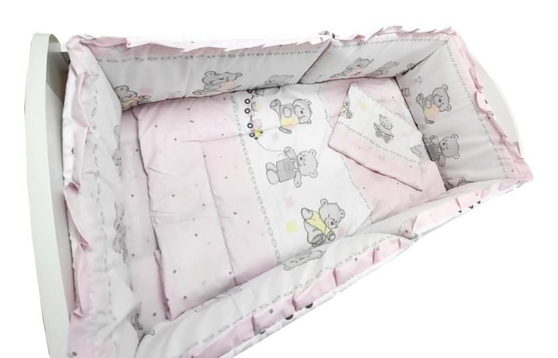 Lenjerie MyKids Teddy Toys Roz M1 5+1 Piese 120x60 cm