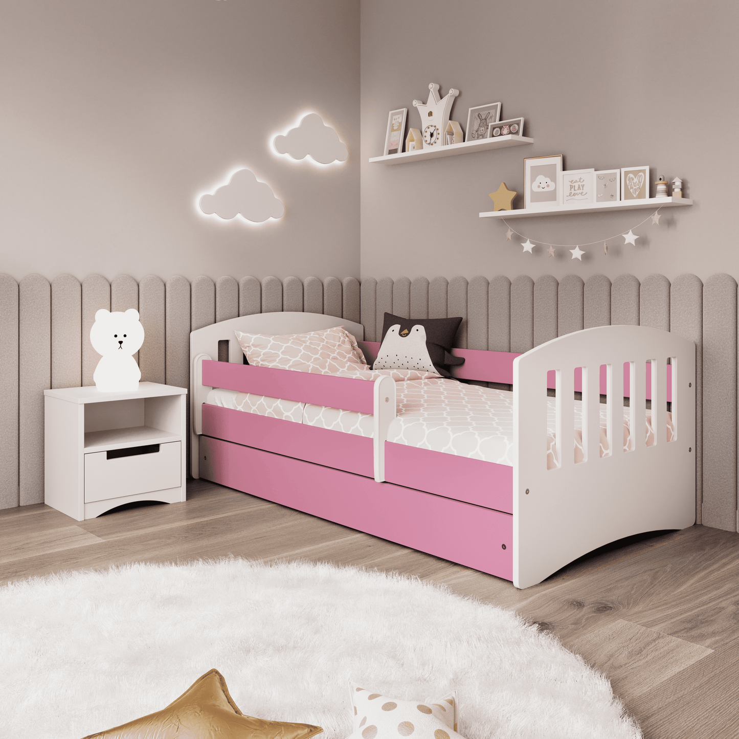 Pat tineret Kocot Kids Classic I cu sertar si saltea 160x80