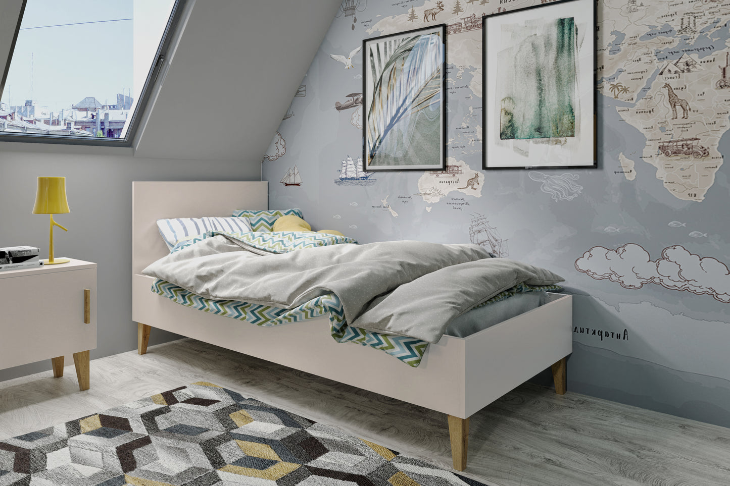 Pat tineret Kocot Kids Kubi 180x80 fara saltea