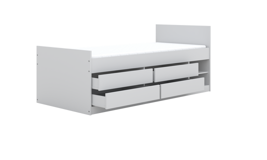 Pat copii Kocot Kids Leon 200x90 cu saltea si sertare