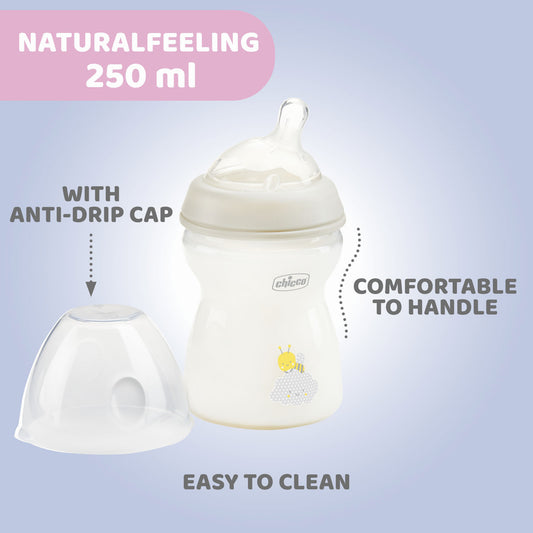 Biberon Chicco Natural Feeling PP, 250ml, unisex, tetina s., 2luni+, 0%BPA