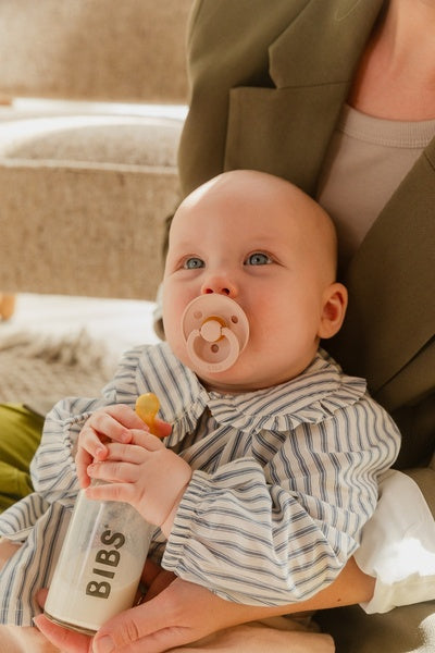 BIBS - Set 2 tetine pentru biberon, Latex, flux lent