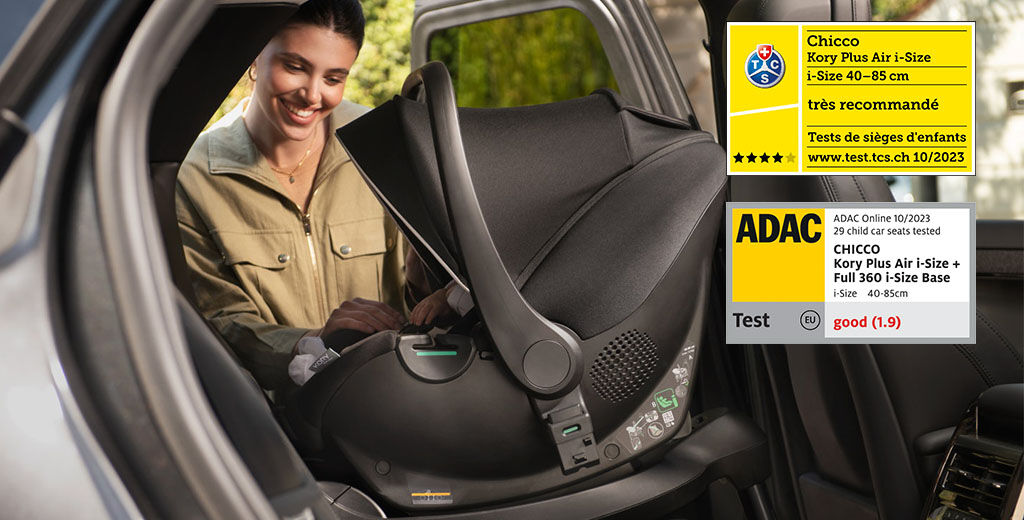 Carucior copii 3 in 1 Chicco Seety, cu scaun auto Kory Plus I-Size, OxFord Blue (Albastru), 0luni+