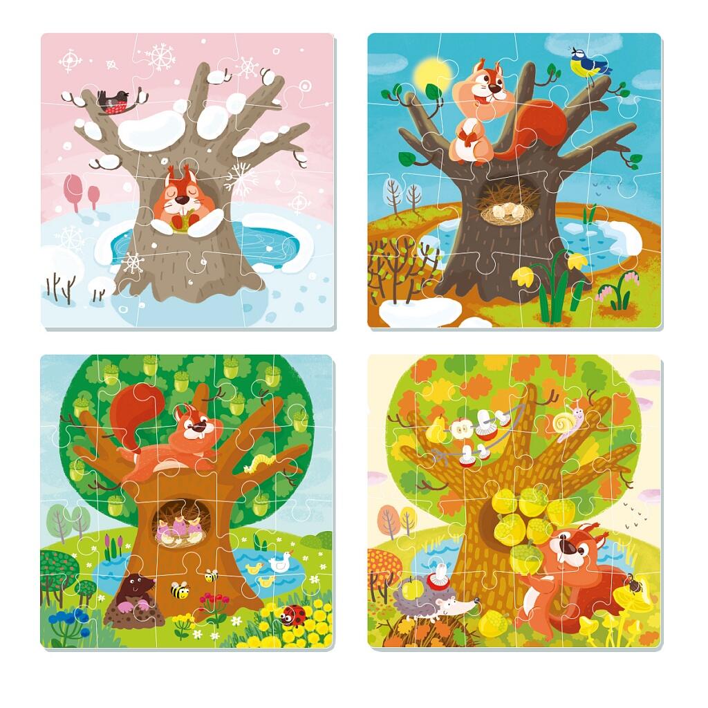 Puzzle 4 in 1 - Anotimpurile (12, 16, 20, 24 piese)