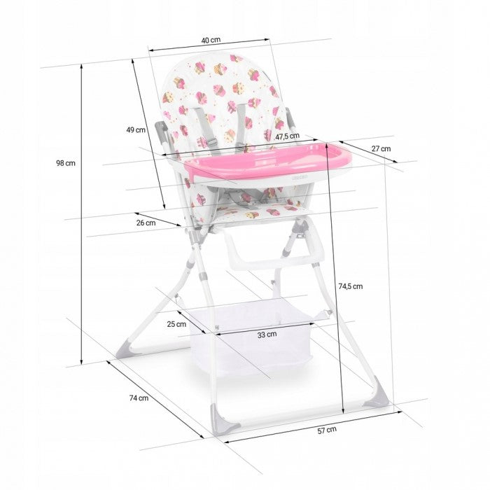 Scaun de masa Ricokids Eldo - Alb - Roz