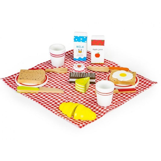 Cosulet din lemn XXL cu accesorii pentru picnic Ecotoys HM015250