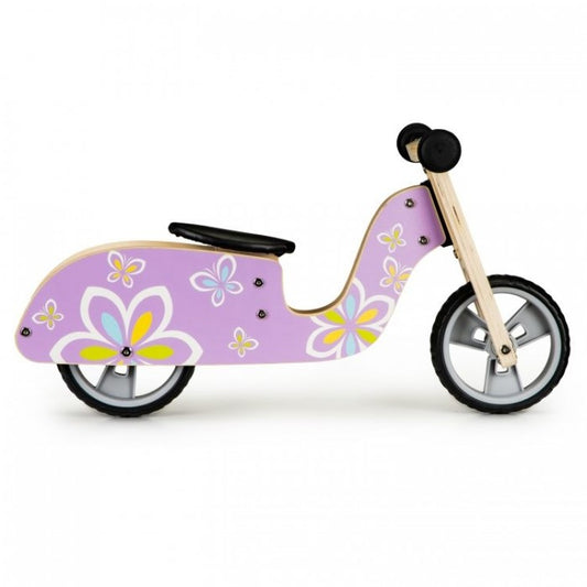 Bicicleta de echilibru din lemn cu roti EVA Ecotoys LC-V1330 - Violet cu fluturasi