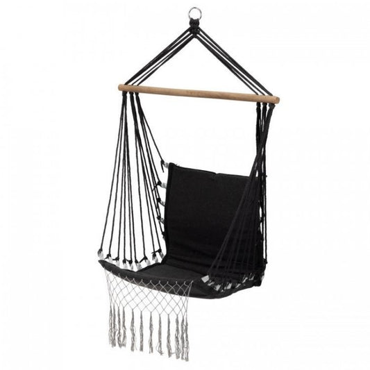 Leagan Suspendat Pentru Interior/exterior, Cu Spatar, Cuib De Barza, 120 kg, GW-923, Negru