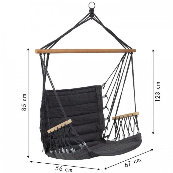 Leagan Suspendat Pentru Interior/exterior, Cu Spatar, 2 manere, Cuib De Barza, 120 kg, GW-924, Gri
